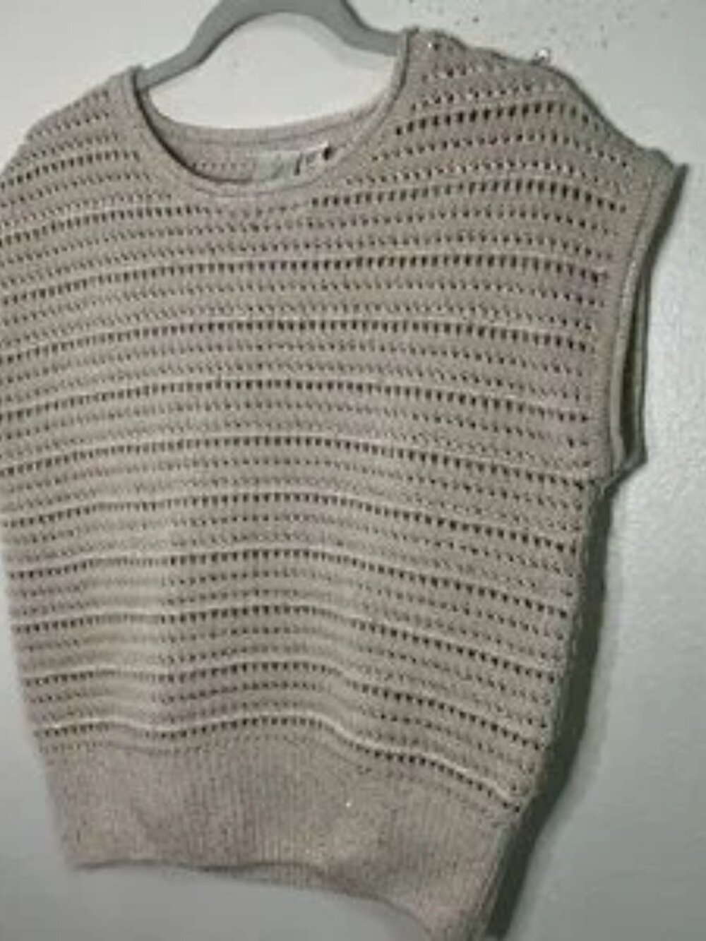 Glittery loose knit crochet sweater vest - Picture 2 of 5
